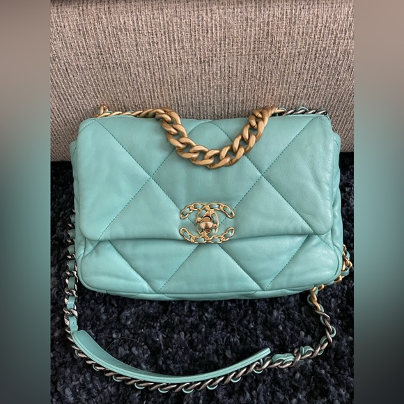 CHANEL Handbags - Chanel 19 flap Tiffany Blue small / medium